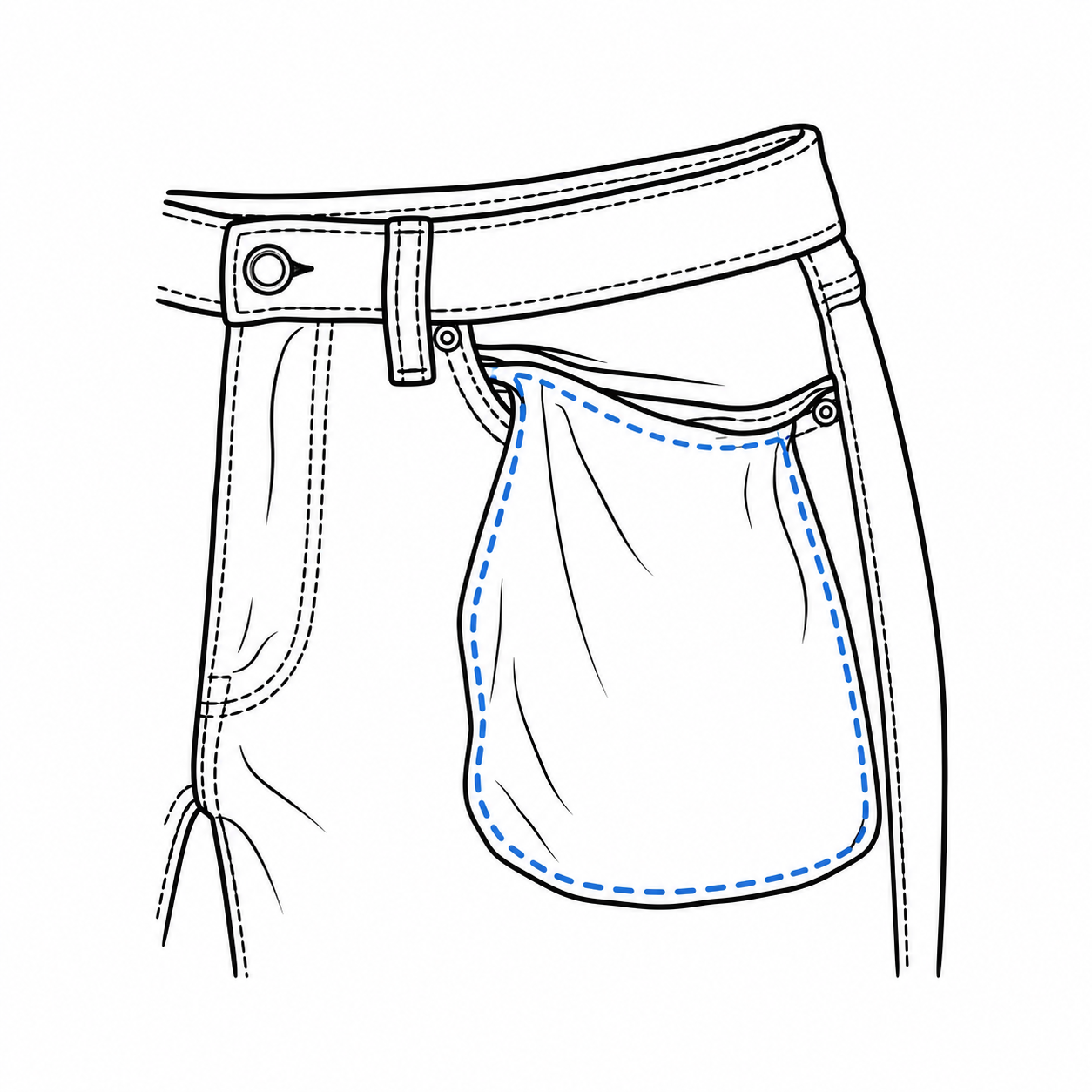 Jeans full pocket lining replacement diagram