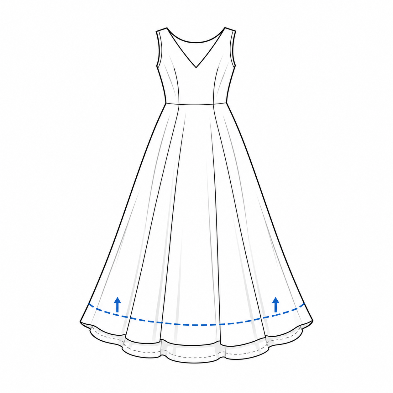 Dress shortening diagram