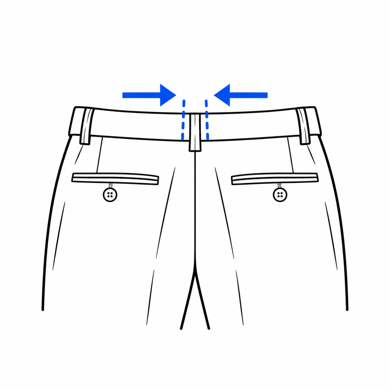 Dress pants waist take-in diagram