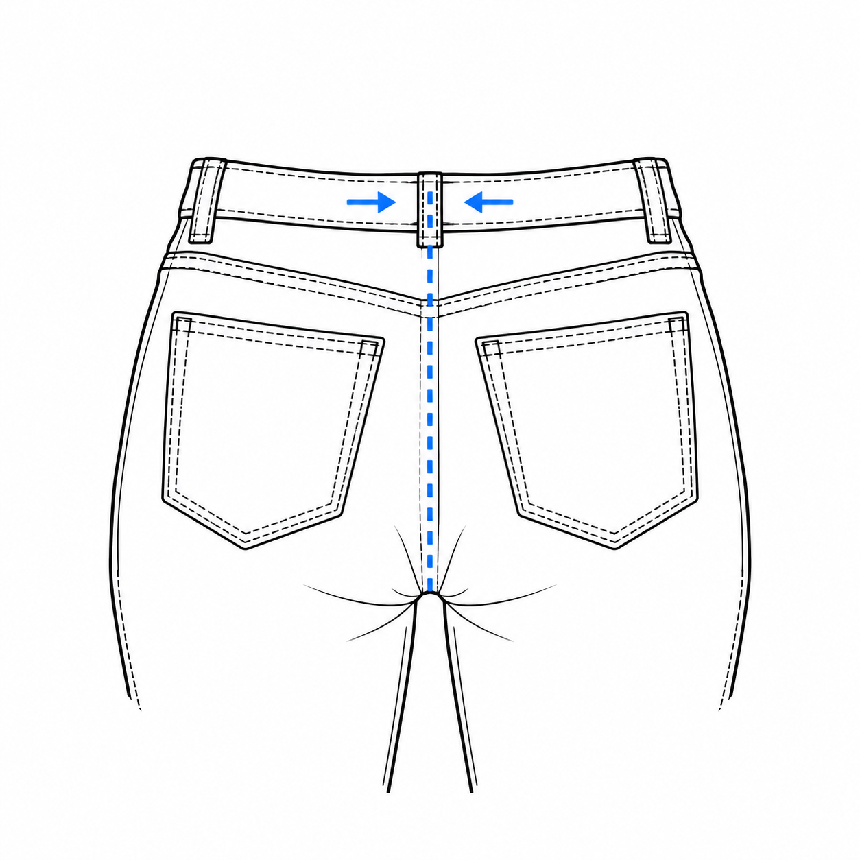 Jeans waist take-in diagram