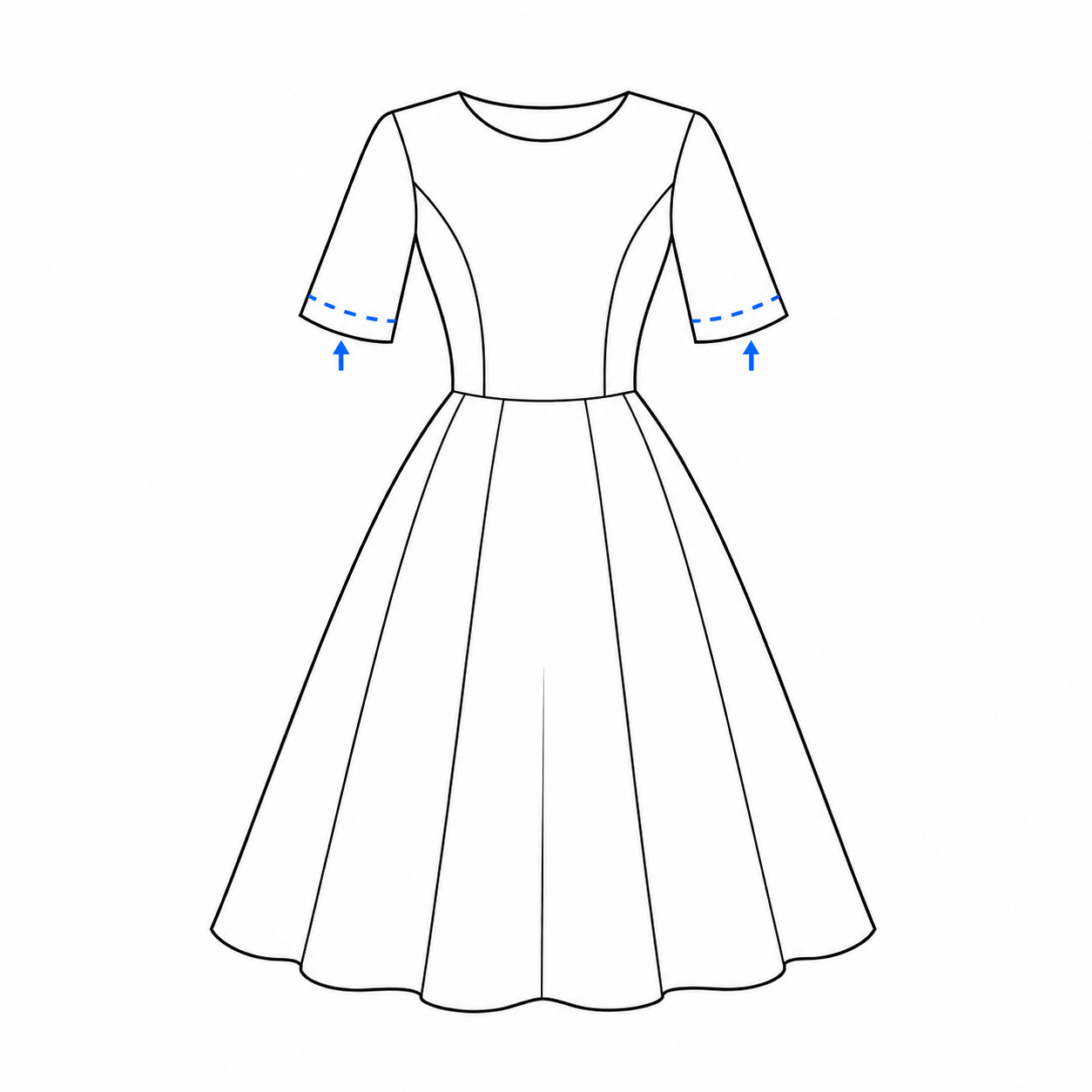 Dress sleeve shortening diagram