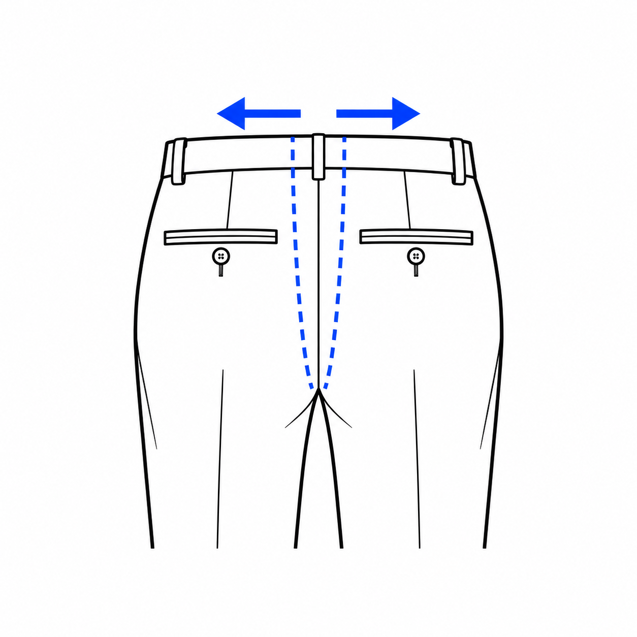 Dress pants waist let-out diagram