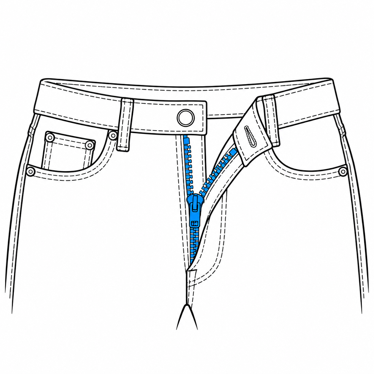 Jeans zipper replacement diagram
