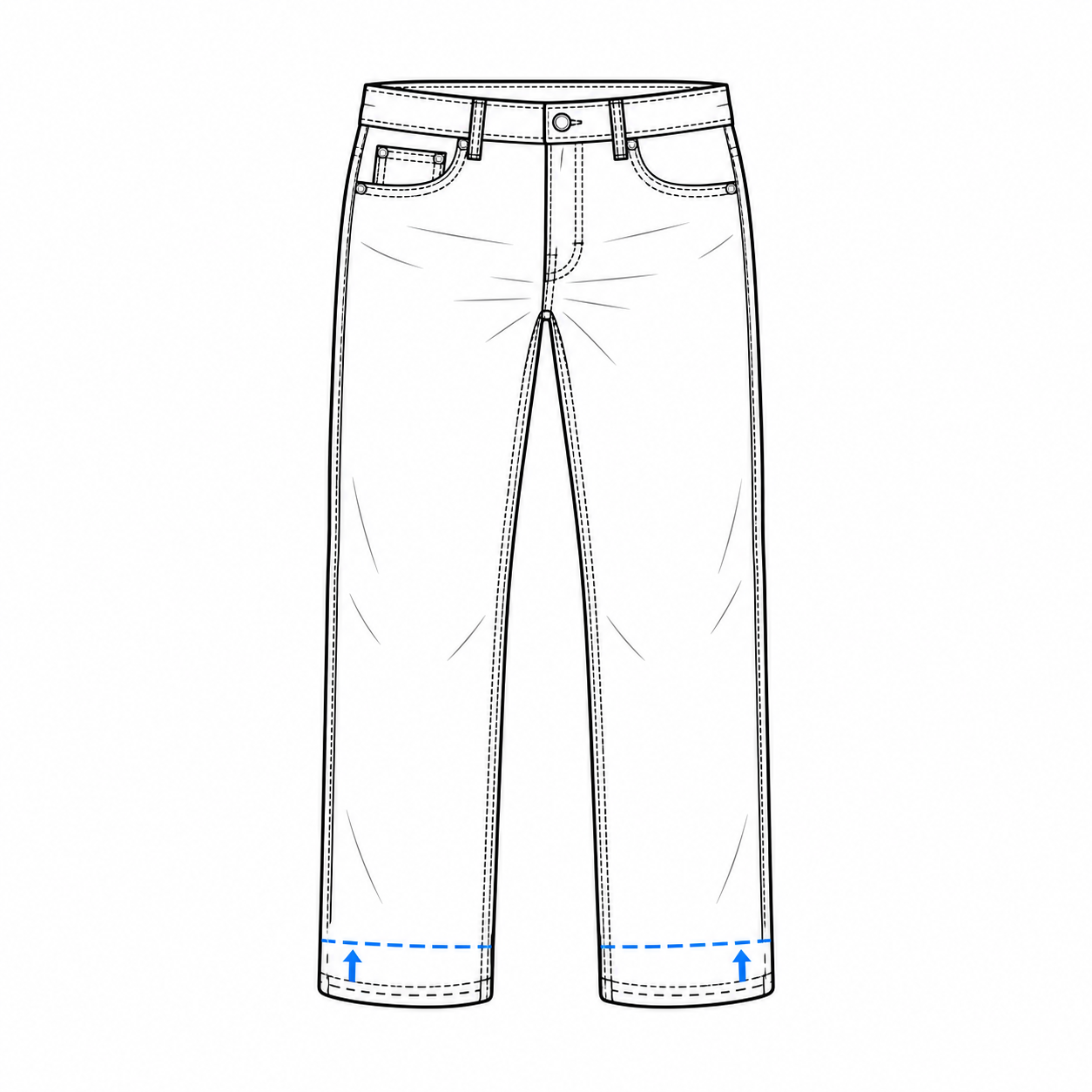Standard jeans hem diagram