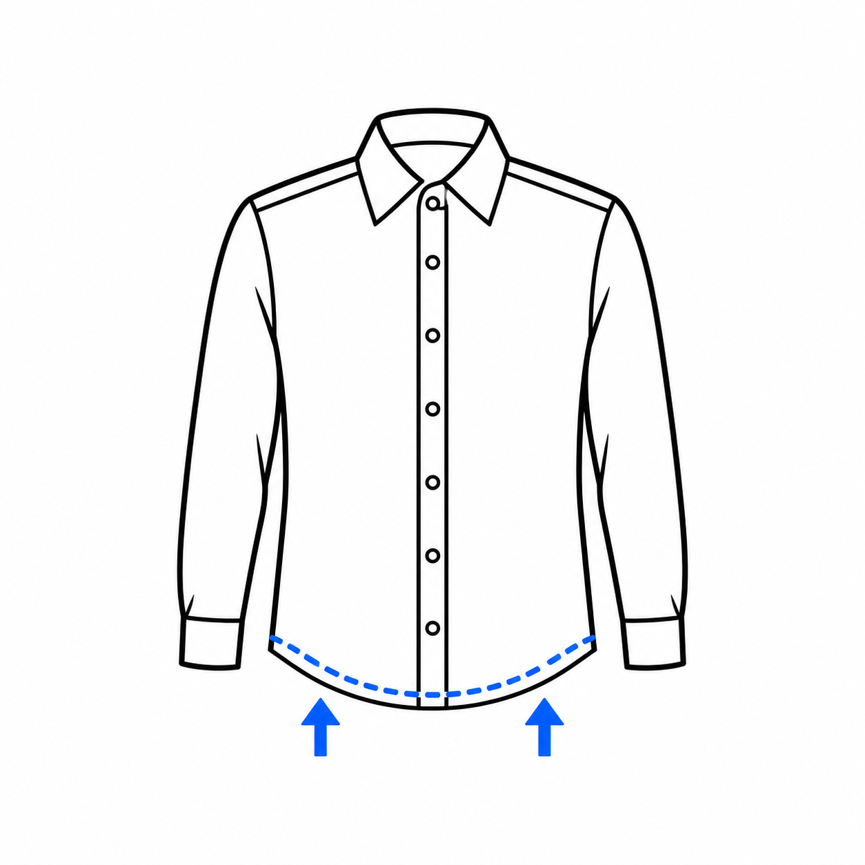Shirt length shortening diagram