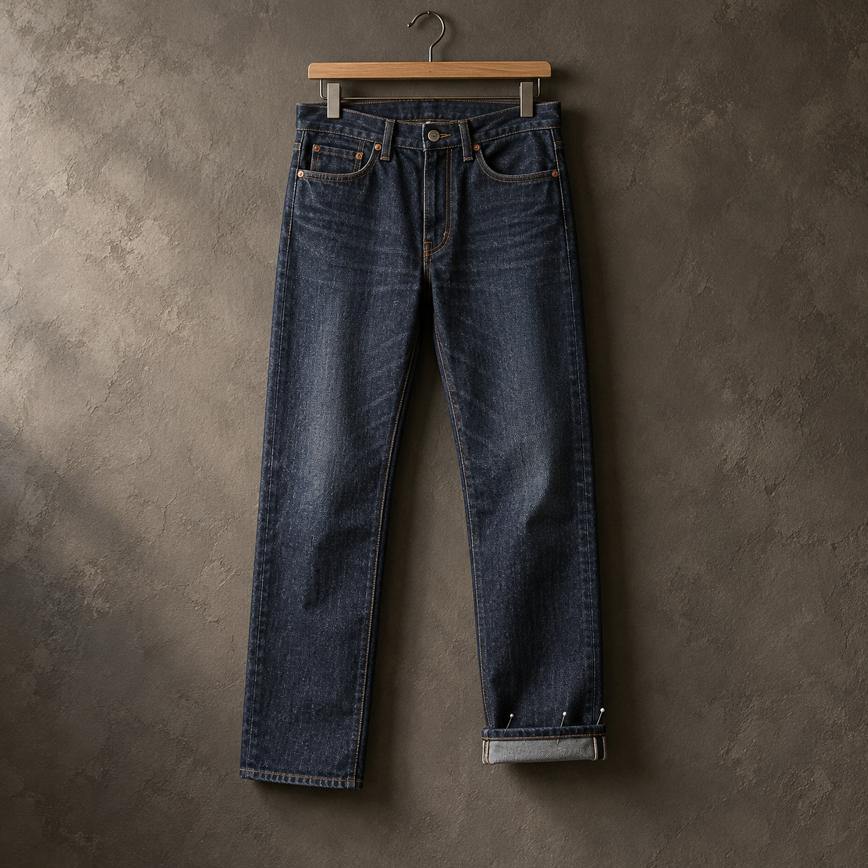 Blue jeans on a hanger