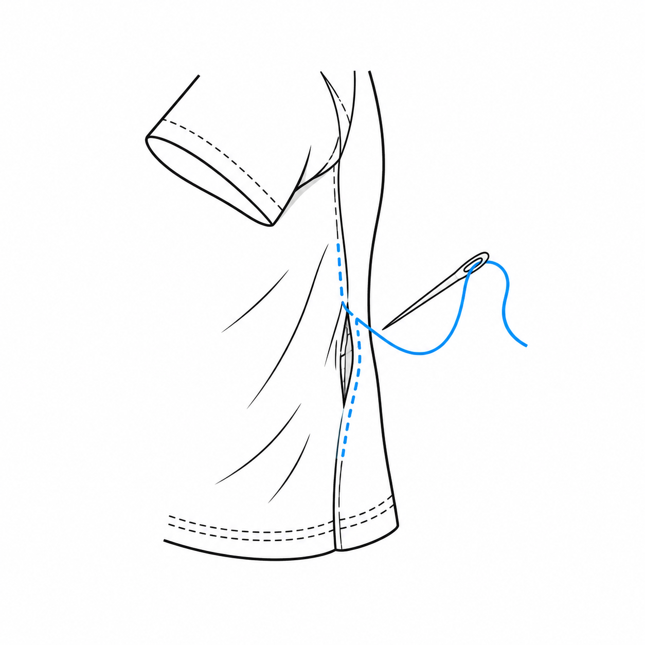 Casual garment open seam repair diagram