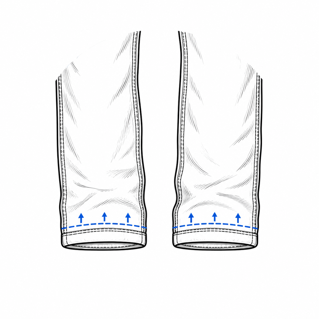 Jeans original hem preservation diagram