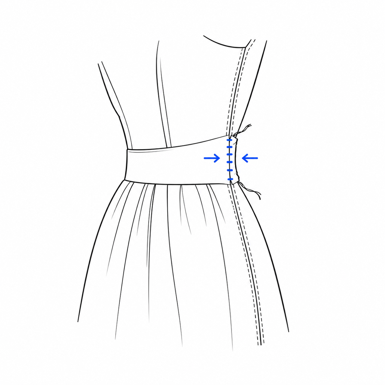 Dress open seam repair diagram