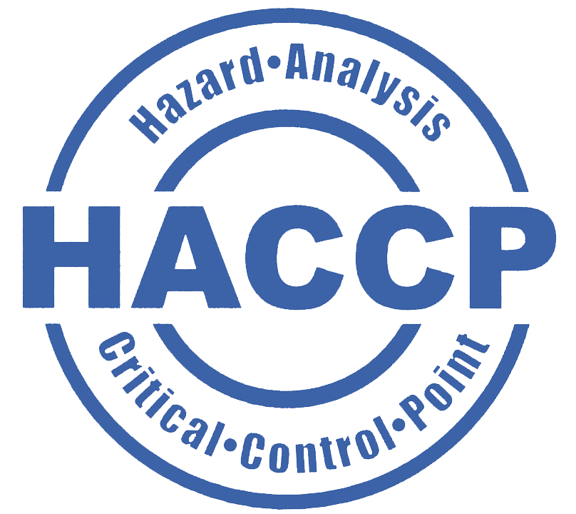 HACCP logo with circular design and text: Hazard Analysis, Critical Control Point.