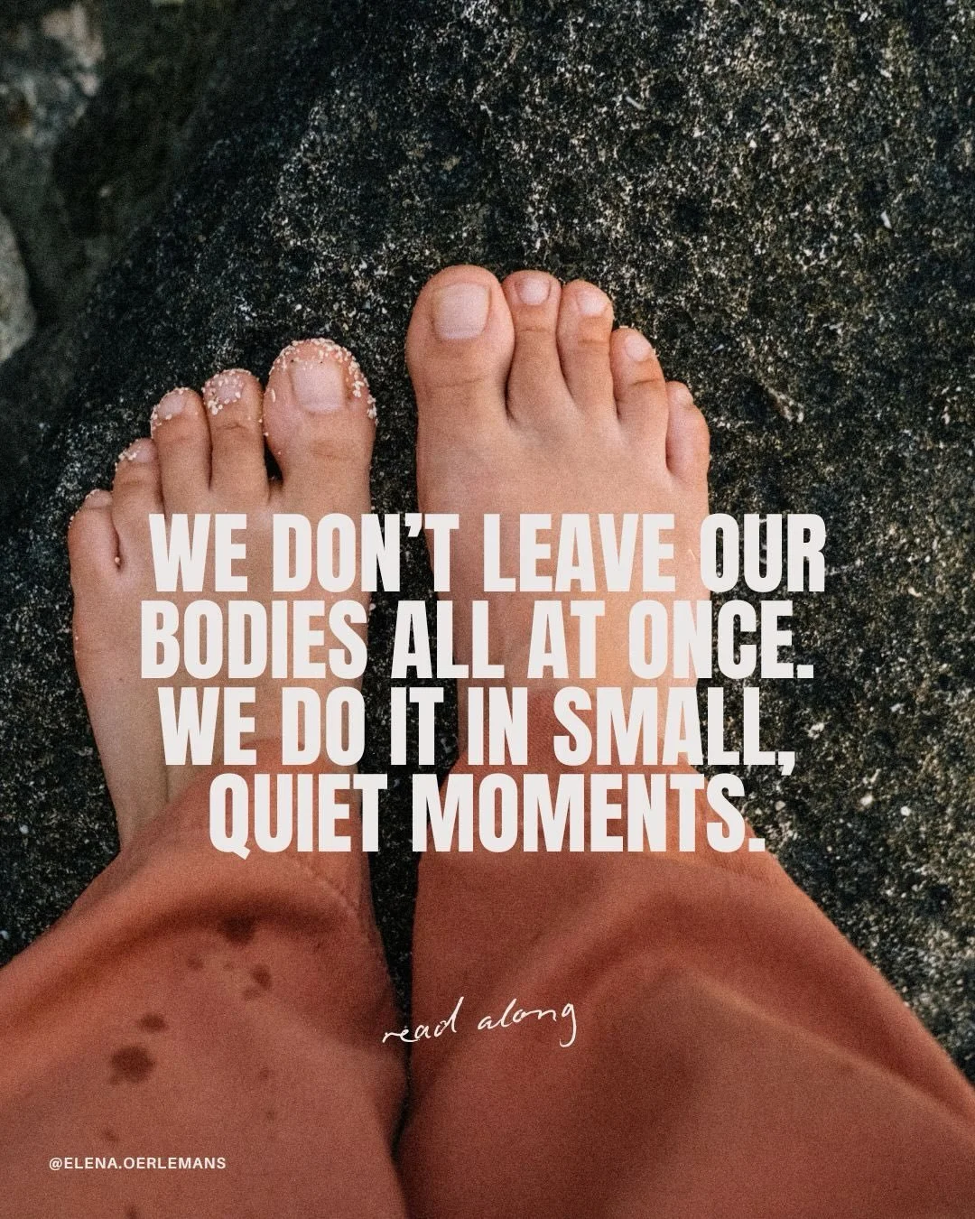 We can end body abandonment in the mundane ❤️

Here is a quick practice for you. Save it for later.

Right now, wherever you are, notice the temperature of your skin. 

Are your toes cold? 

Is there a draft on your neck? Are your hands warm?

The ac