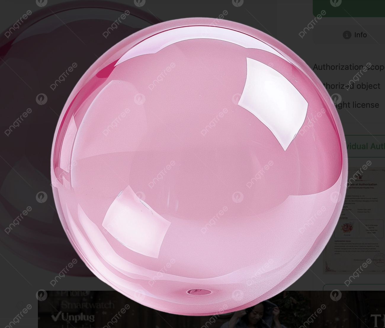 Close-up of a pink, transparent, glossy sphere in a digital or virtual setting.