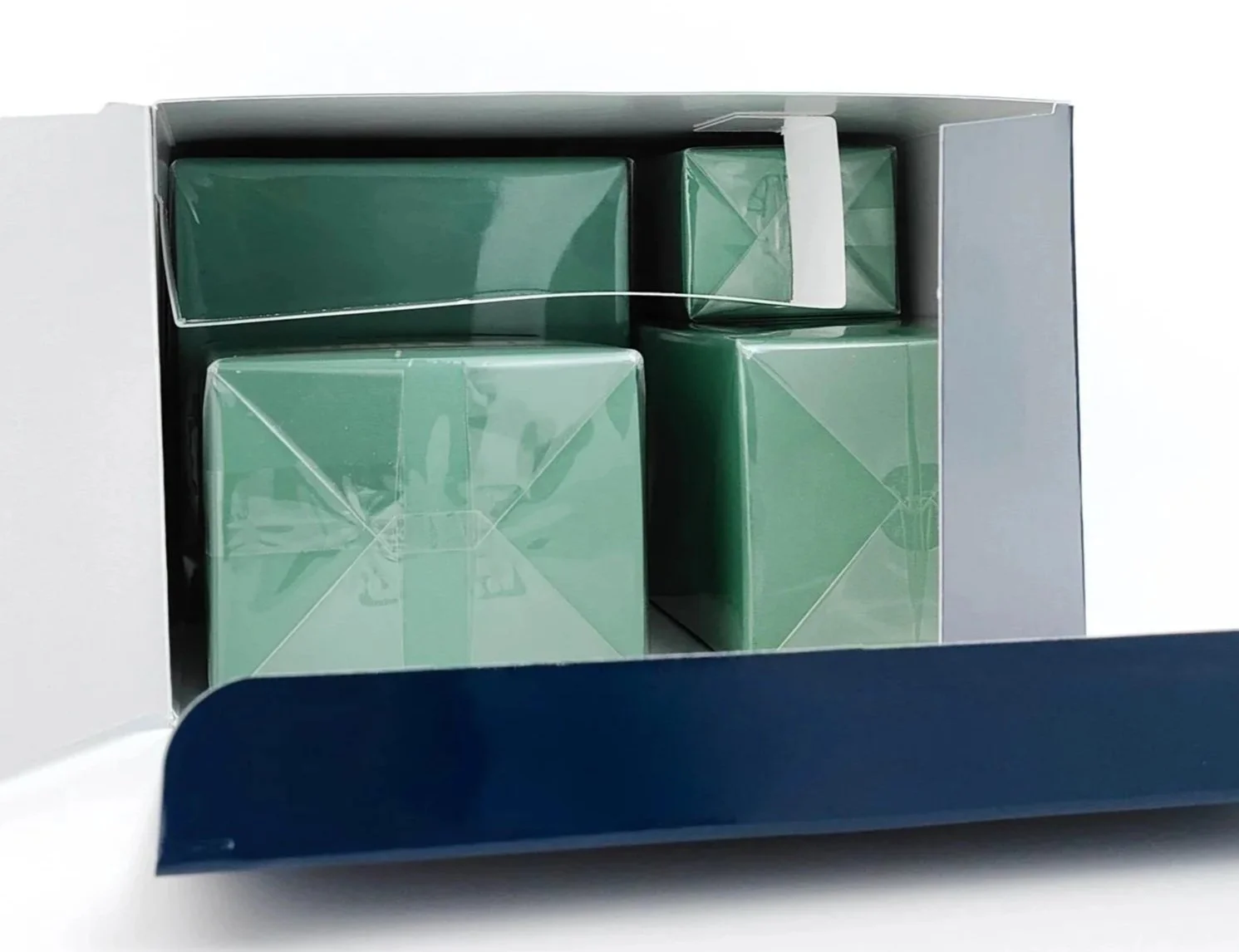 Close up of built-in inserts demonstrating a snug fit that prevents shifting and reduces material waste.