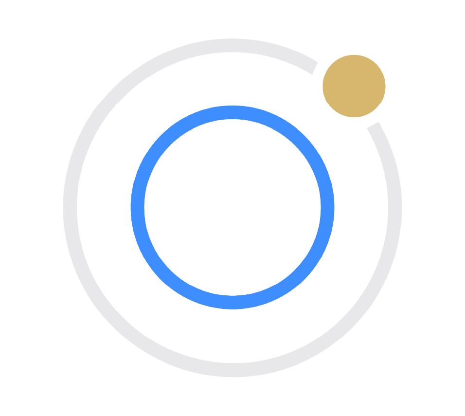 A circular progress indicator with a gray outer ring, a blue inner ring, and a smaller gold circle at the top right.