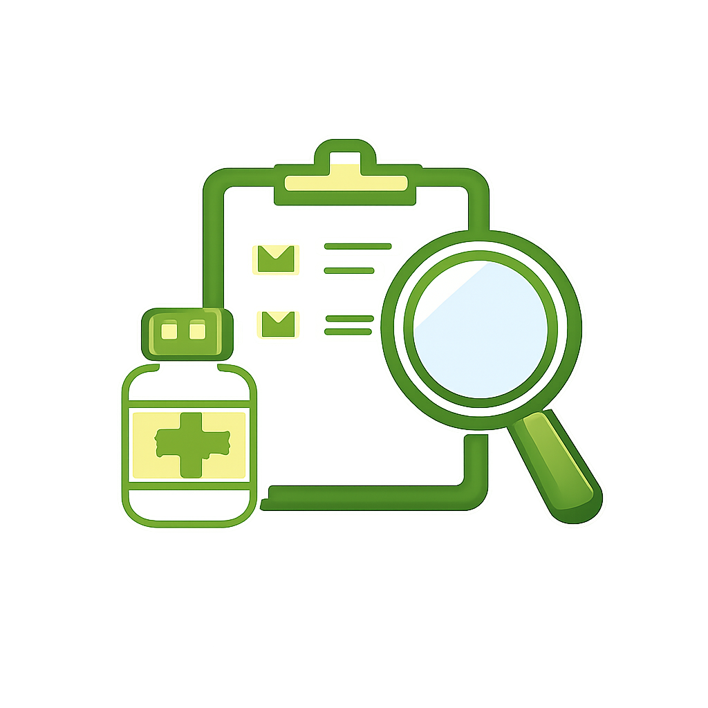 Clipboard with magnifying glass icon