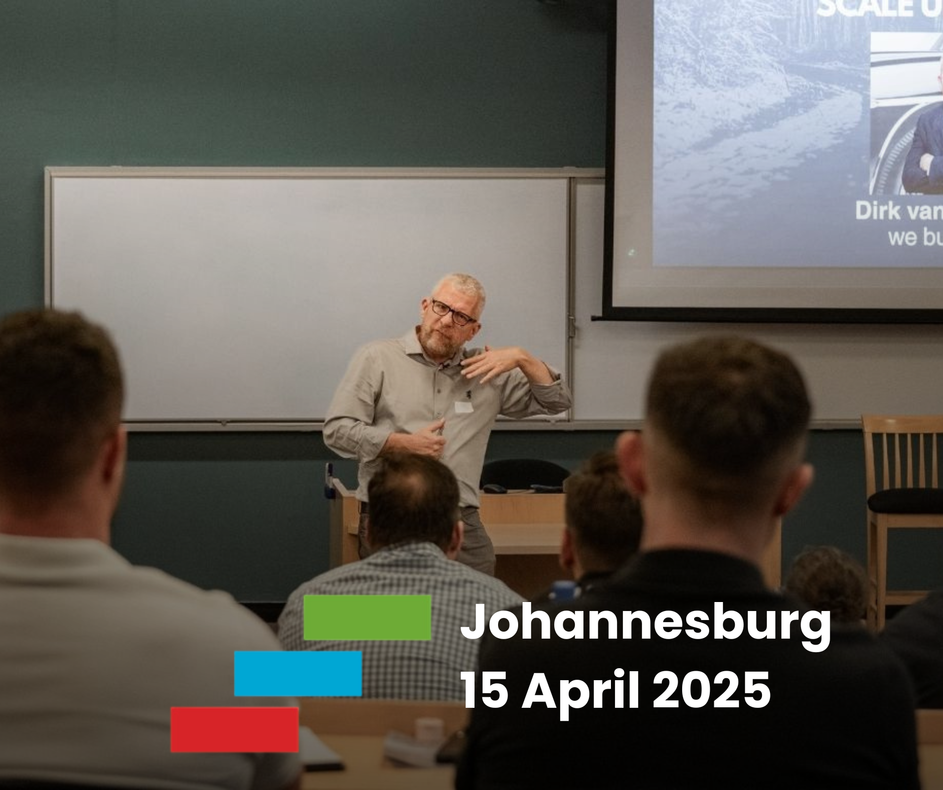 Business conference presentation hosted by Scale Up Partners in Johannesburg, April 2025, focused on leadership development and strategic growth.
