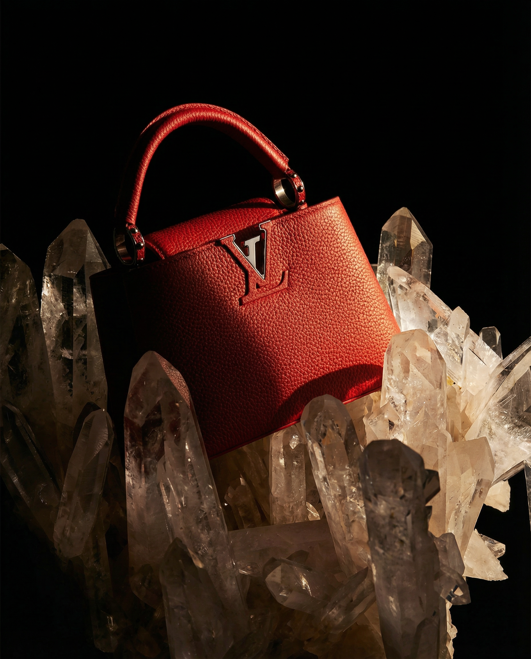 vibrant_red_handbag_on_crystal_cluster_display.png
