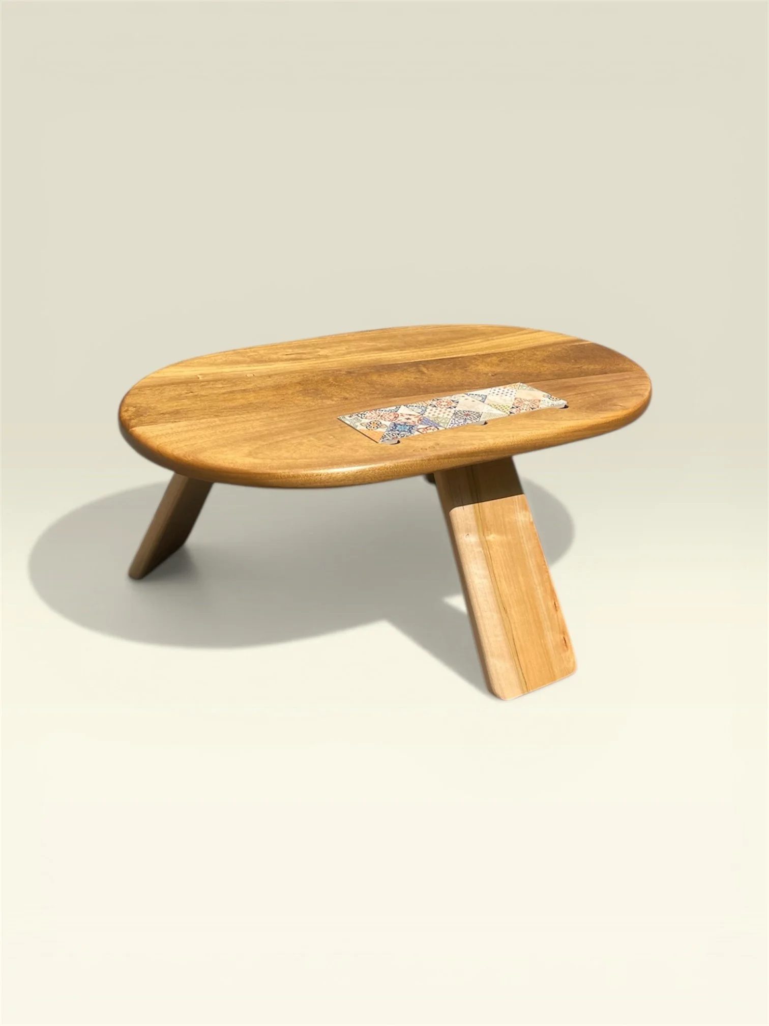 High end and handmade solid hardwood coffee table with built in and removable coasters- available for purchase.