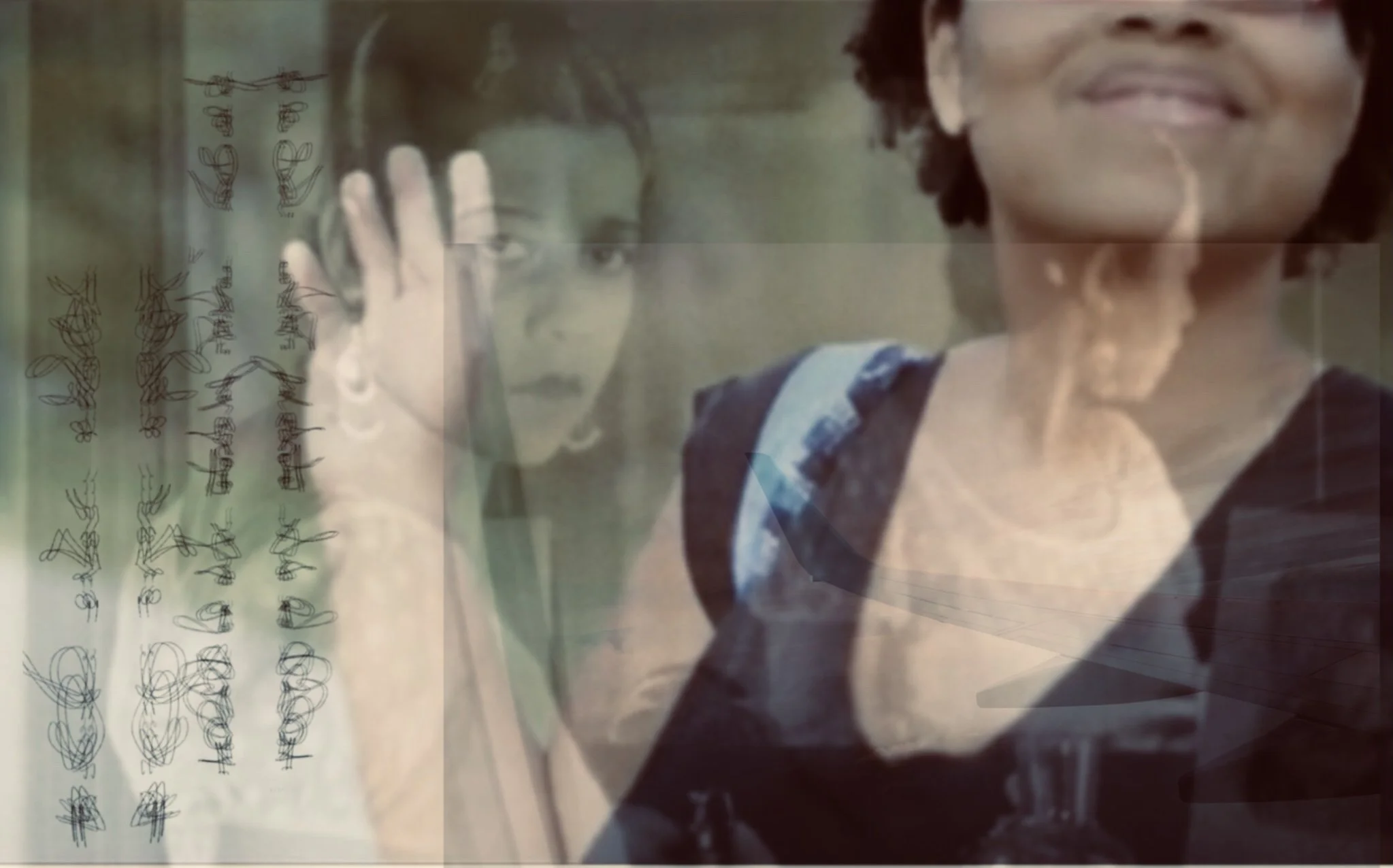 Digital collage by Ani Lacy using archival imagery and layered transparencies to explore Black domestic history and cultural memory.