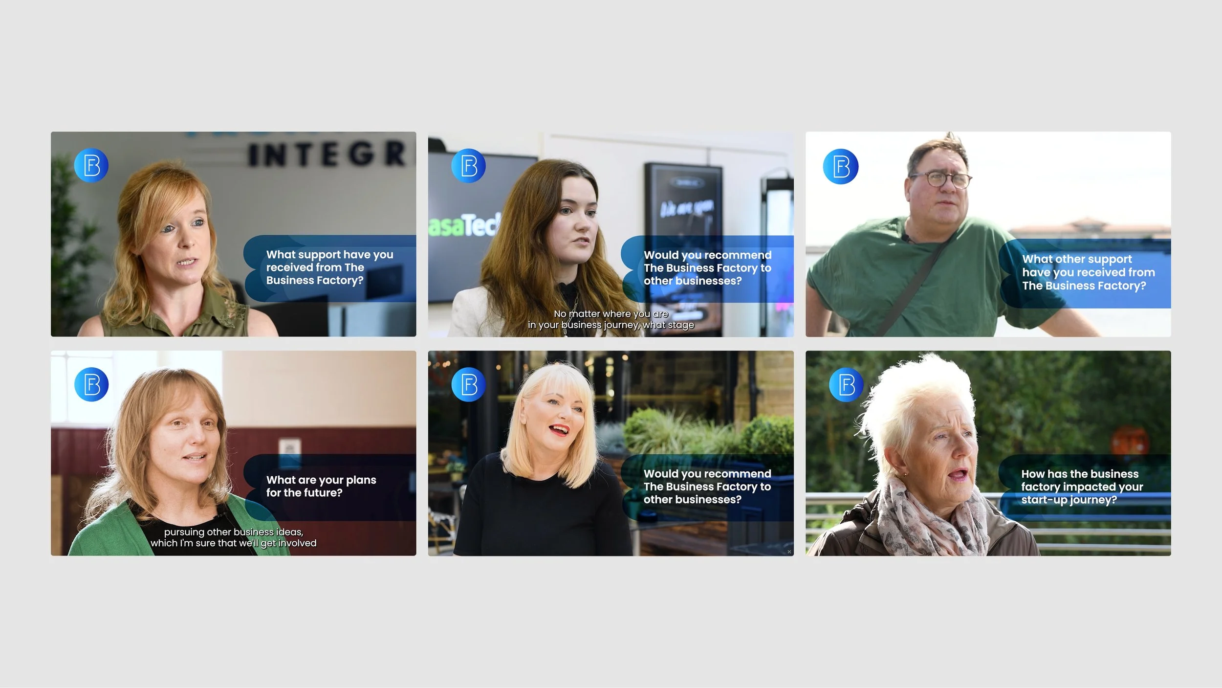 Stills from video case study interviews