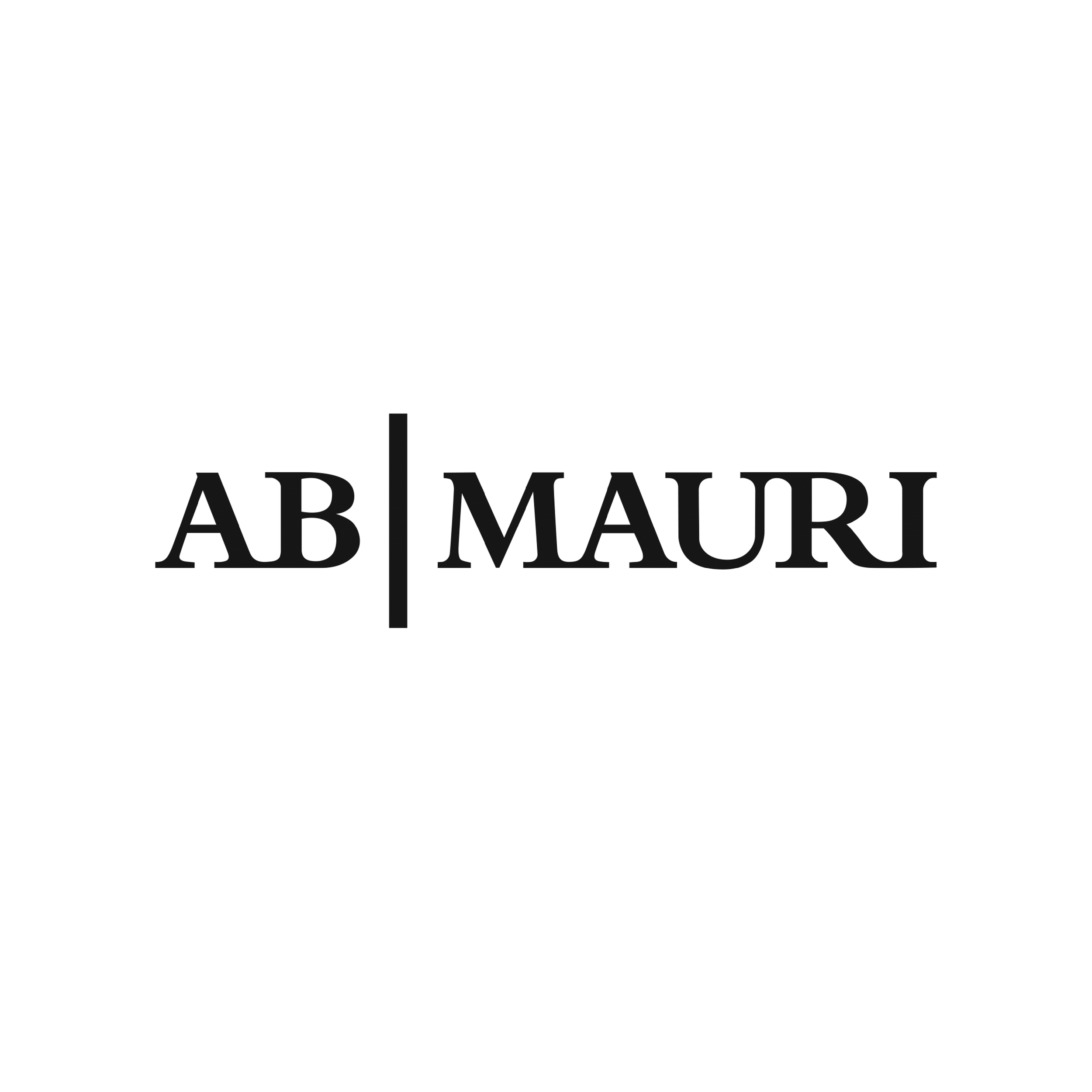 Black background with a white rectangular logo in the center containing the text 'AB | MAURI' in black font.