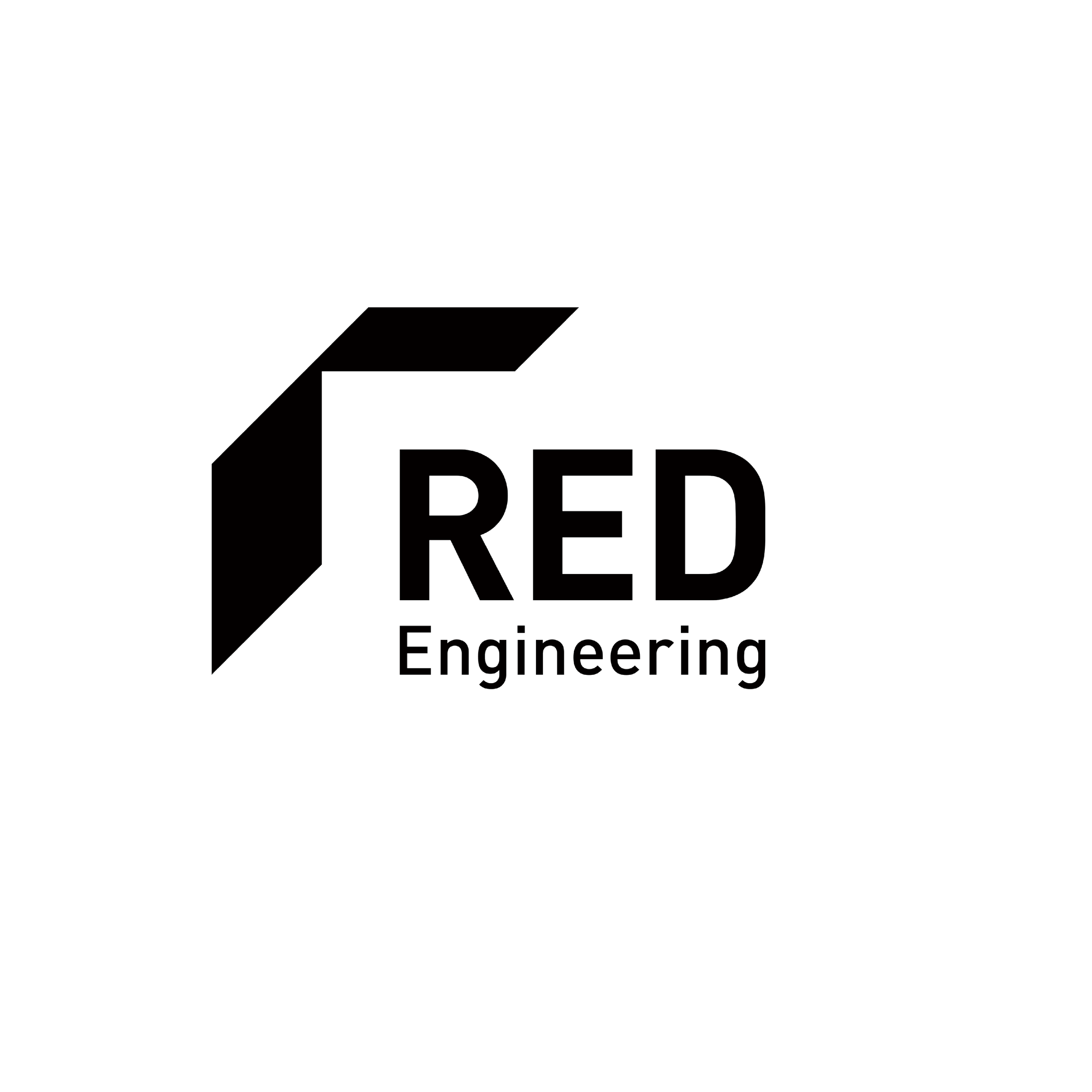 Logo for Red Engineering featuring a 3D cube outline and the text 'RED Engineering' in black on a white background.