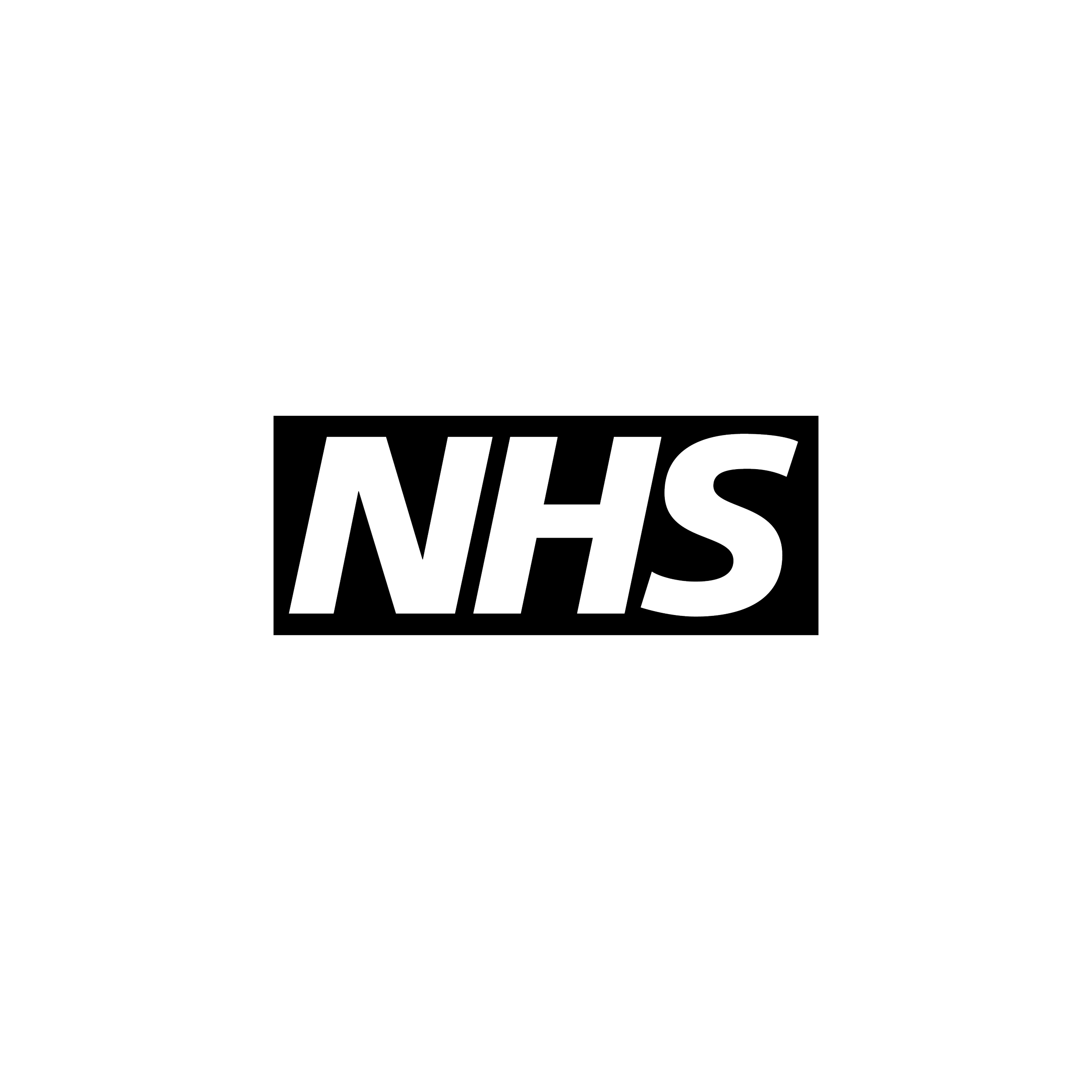 Outline of the NHS (National Health Service) logo on a black background