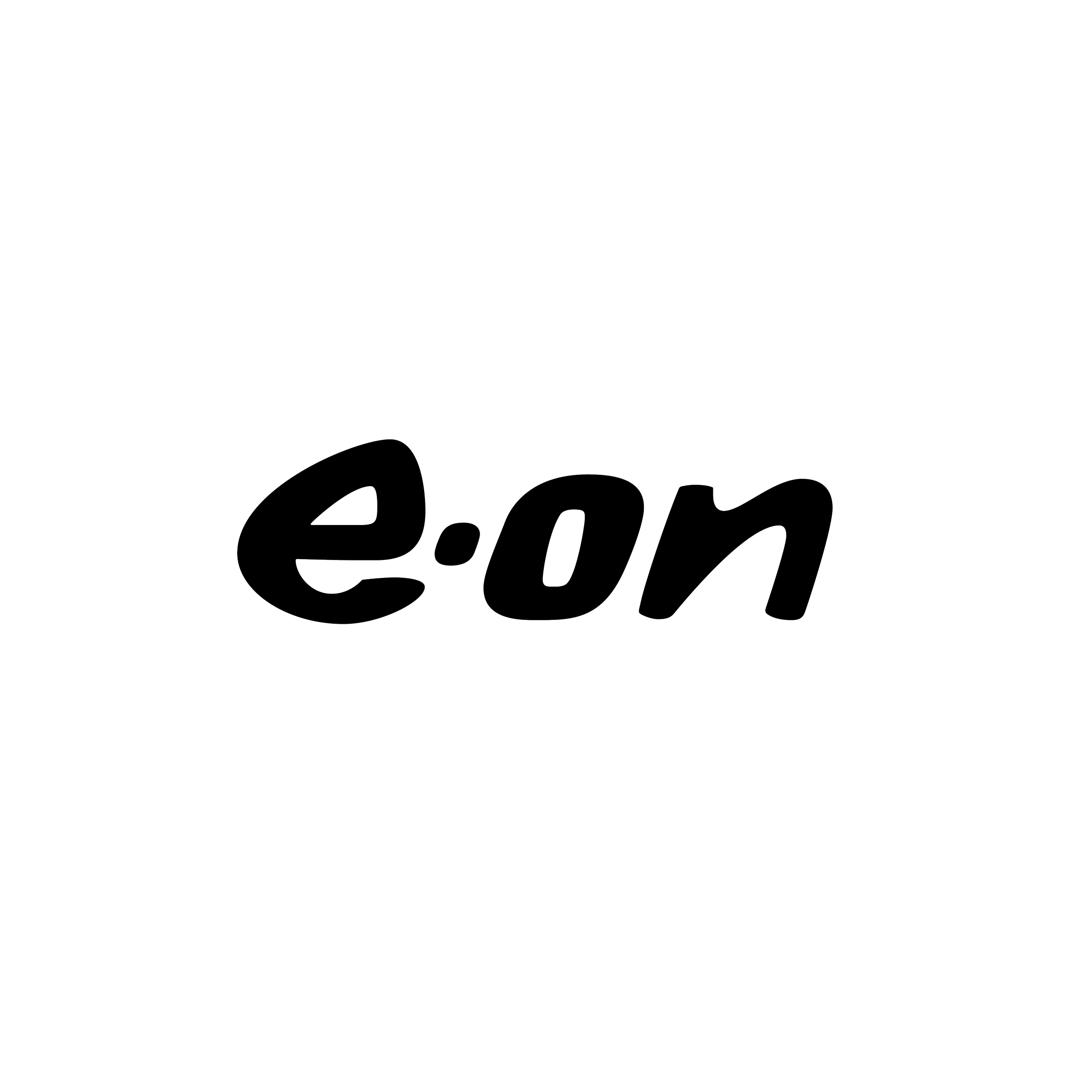Logo with the text 'e.on' in a handwritten style on a black background.