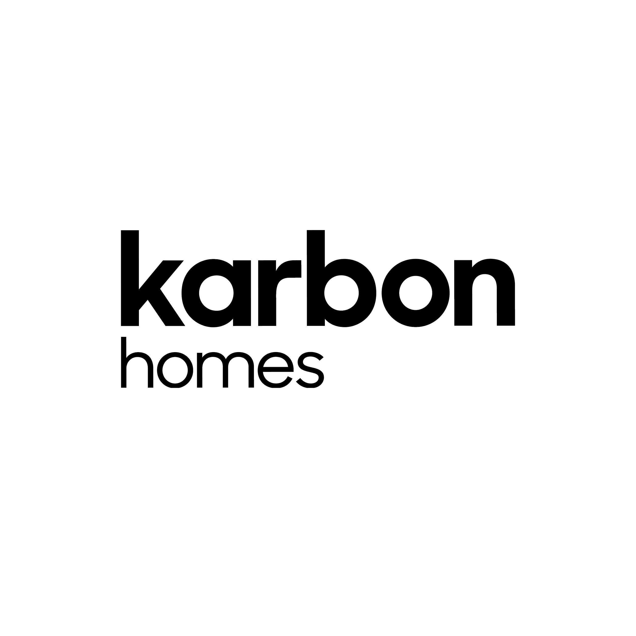 Karbom Homes logo in white text on black background