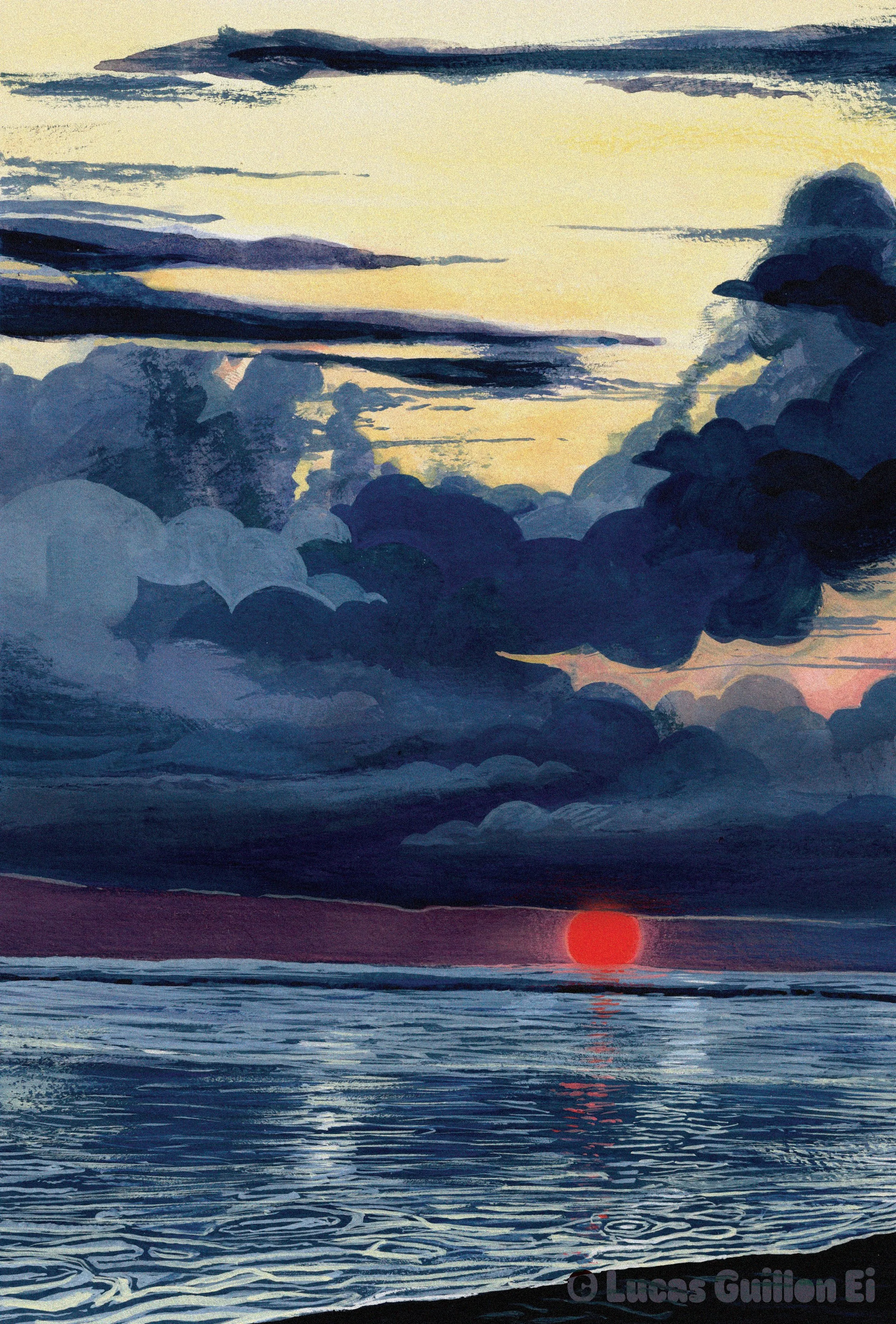 Le couché de soleil rouge