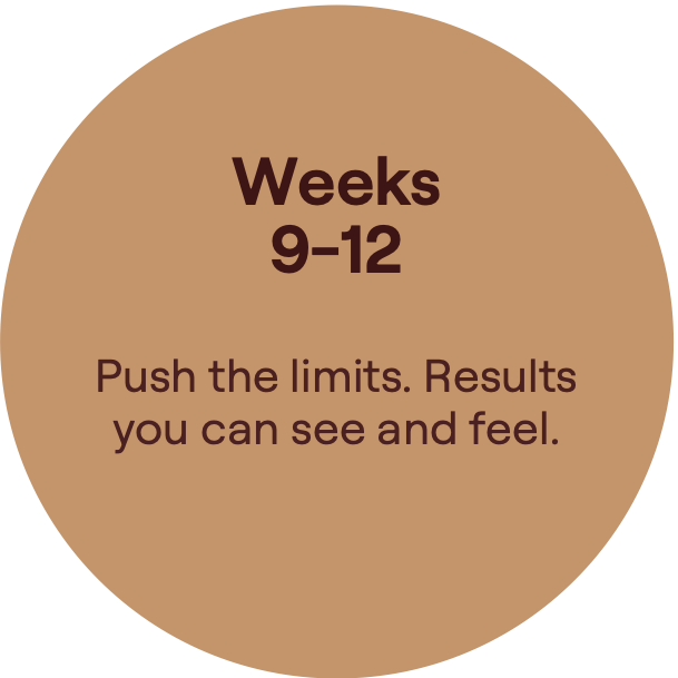 Weeks 9-12. Push the limits. Results you can see and feel.