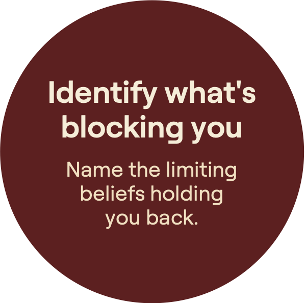 Identify what's blocking you. Name the limiting beliefs holding you back.