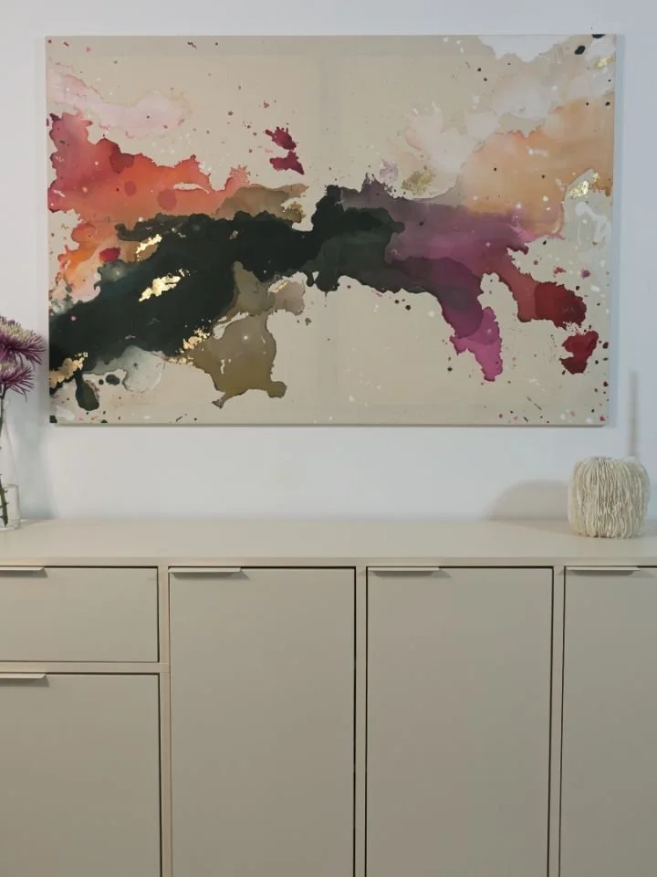 yes to yourself 
acrylic &amp; mixed media on fine raw canvas 
125x85cm
2026

___

When I was in hospital last year, I was talking to my roommate about life, the challenges we all face, and the importance of self-care. She told me about a piece of ad