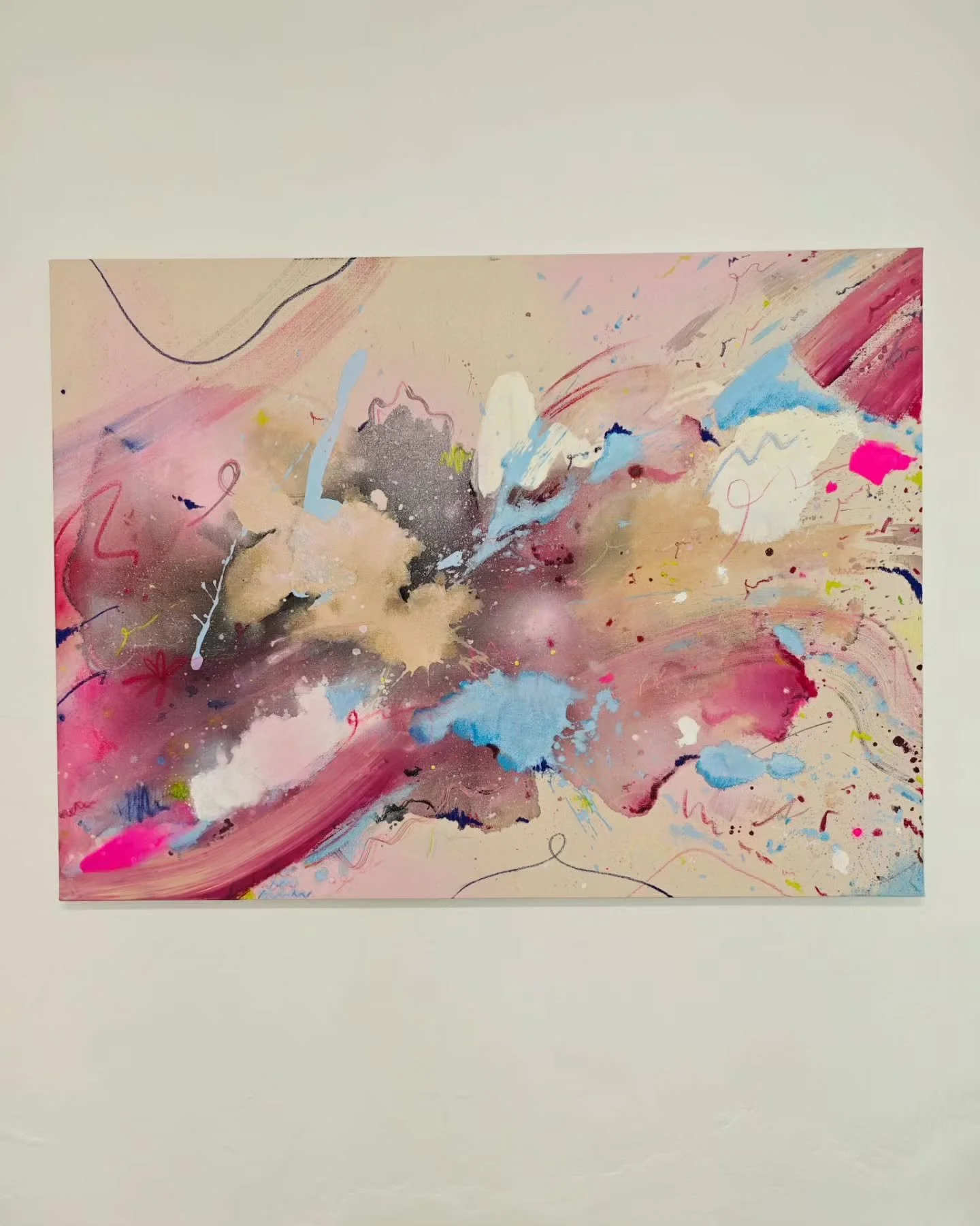 soft joy upon darkness
acrylic &amp; pastel on canvas 
135 x 100 cm
2026

Silently, ever so gently, it glides over the shadows and spreads out &mdash; like a light that was once hidden in a treasure chest, freeing itself from within cautiously and bo