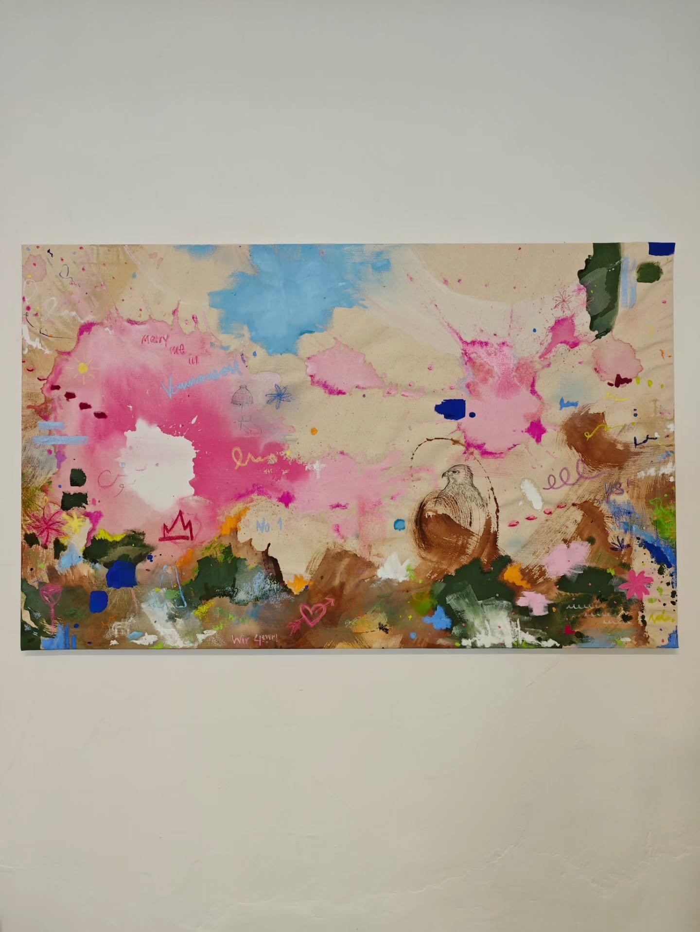 marry me in vourvourou 
acrylic &amp; mixed media on canvas 
145x90cm
2026

A little wild, a little soft, a little playful. 🩷

This one was meant for me.

No expectations. No rules. Just following my intuition and seeing where it takes me.

And some