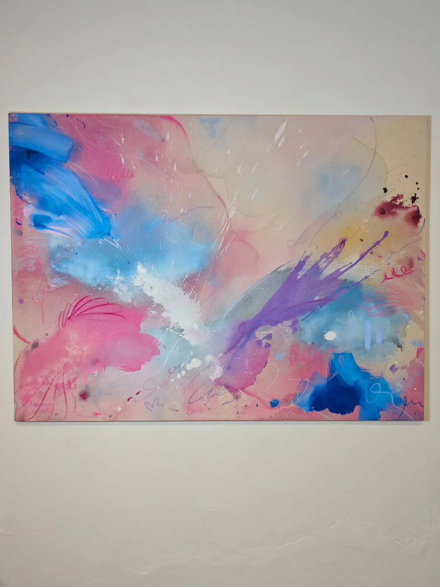Flying Eagle
acrylic &amp; mixed media on canvas
135 &times; 100 cm
2026

Flying high on these positive feelings. 
Want to capture it and keep flying forever.

_

Was m&ouml;gt ihr lieber, Quer- oder Hochformat?? 💘🪩

#ContemporaryAbstractArt #Mixed
