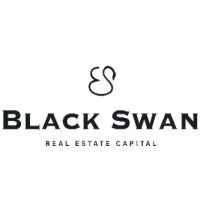 Logo de Black Swan Real Estate Capital, avec un signe en haut et le nom en dessous.