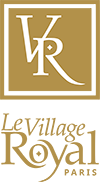Logo de Le Vailage Royal Paris avec un fond marron et du texte doré