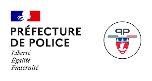 Logo de la préfecture de police de Paris avec le drapeau français et le symbole de la police
