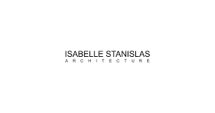 Logo blanc avec texte noir : 'ISABELLE STANISLAS ARCHITECTURE'.