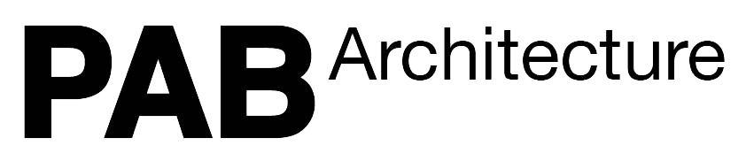 Logo avec le texte 'PAB Architecture' en noir sur fond blanc.