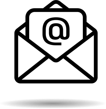 Envelope with a letter inside displaying an email '@' symbol