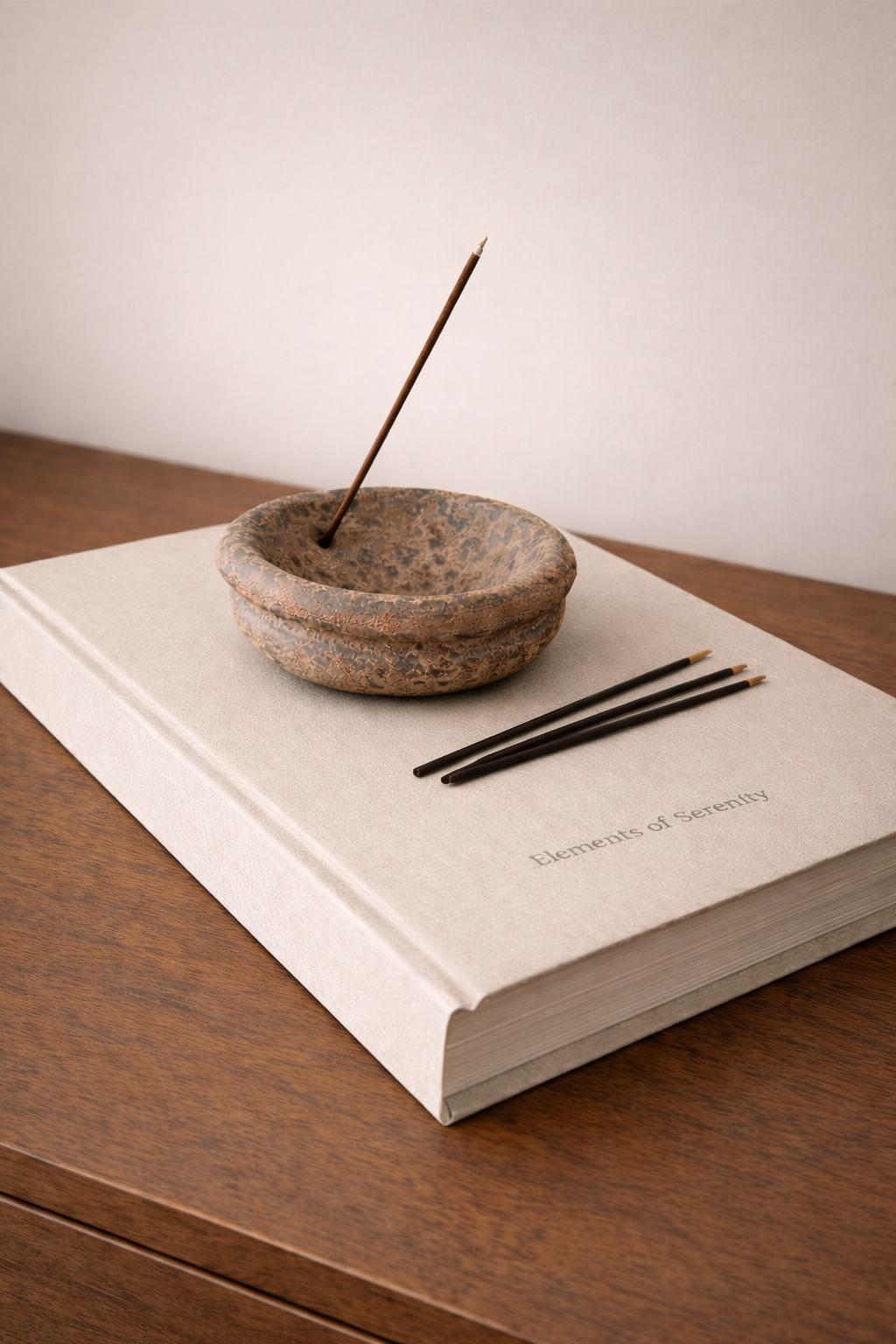 Porte encens Lume I en céramique portugaise avec encens vue de face