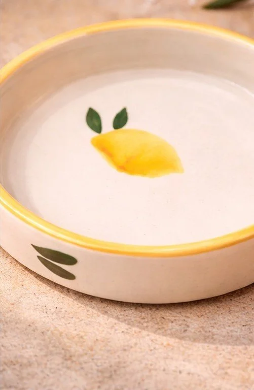 détail motif citron peint main coupelle céramique portugaise
