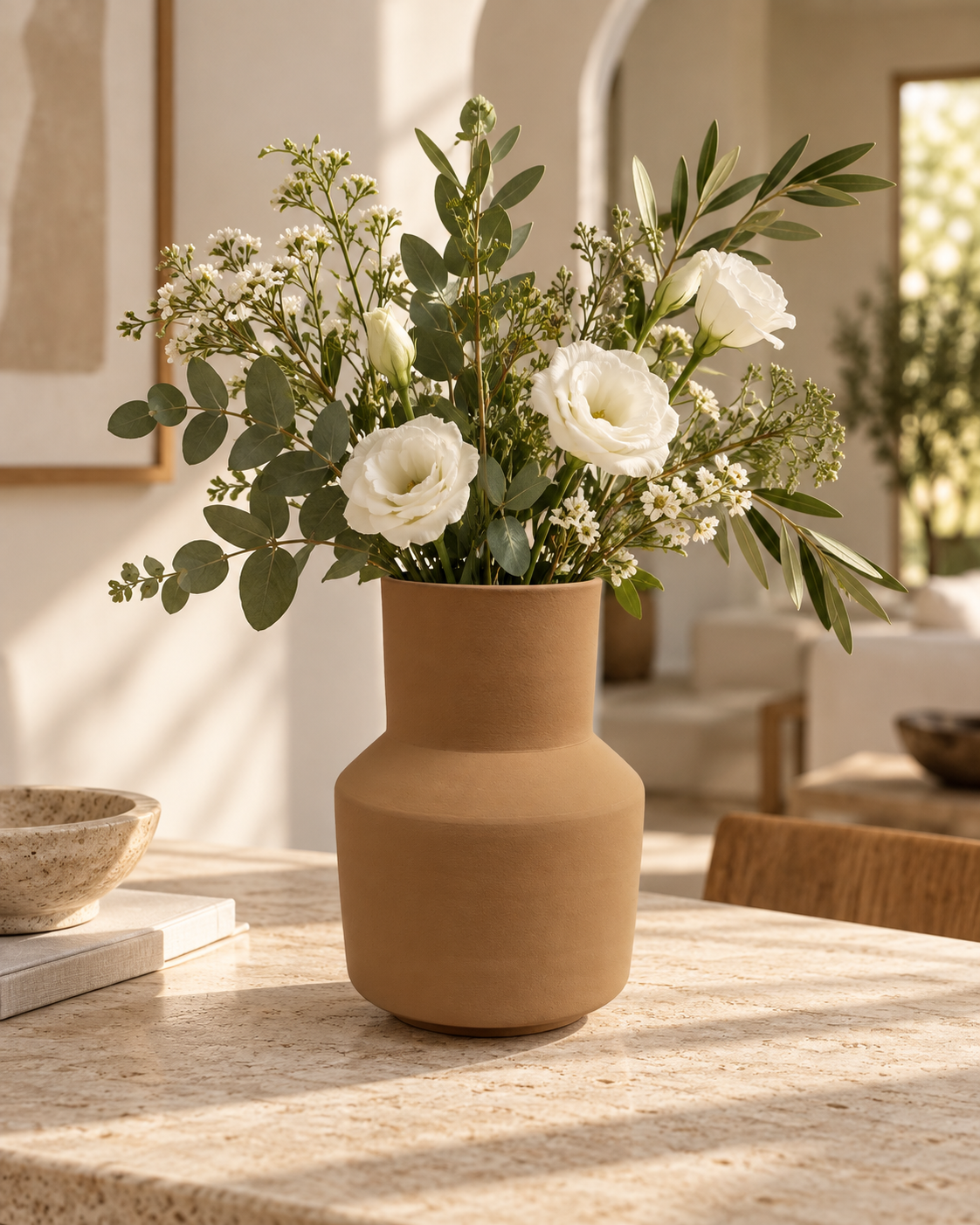 vase areia tabac avec fleurs