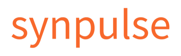 The word 'synpulse' in lowercase orange letters on a black background.
