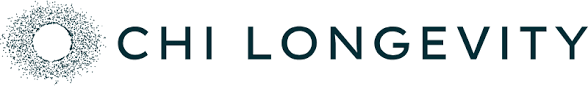 Logo with the words 'CHI LONGEVITY' next to a circular abstract design