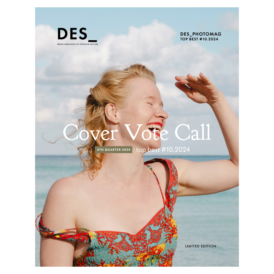 Magazine cover showing a smiling woman in a colorful dress in front of an ocean backdrop, with "Cover Vote Call" text overlaid.