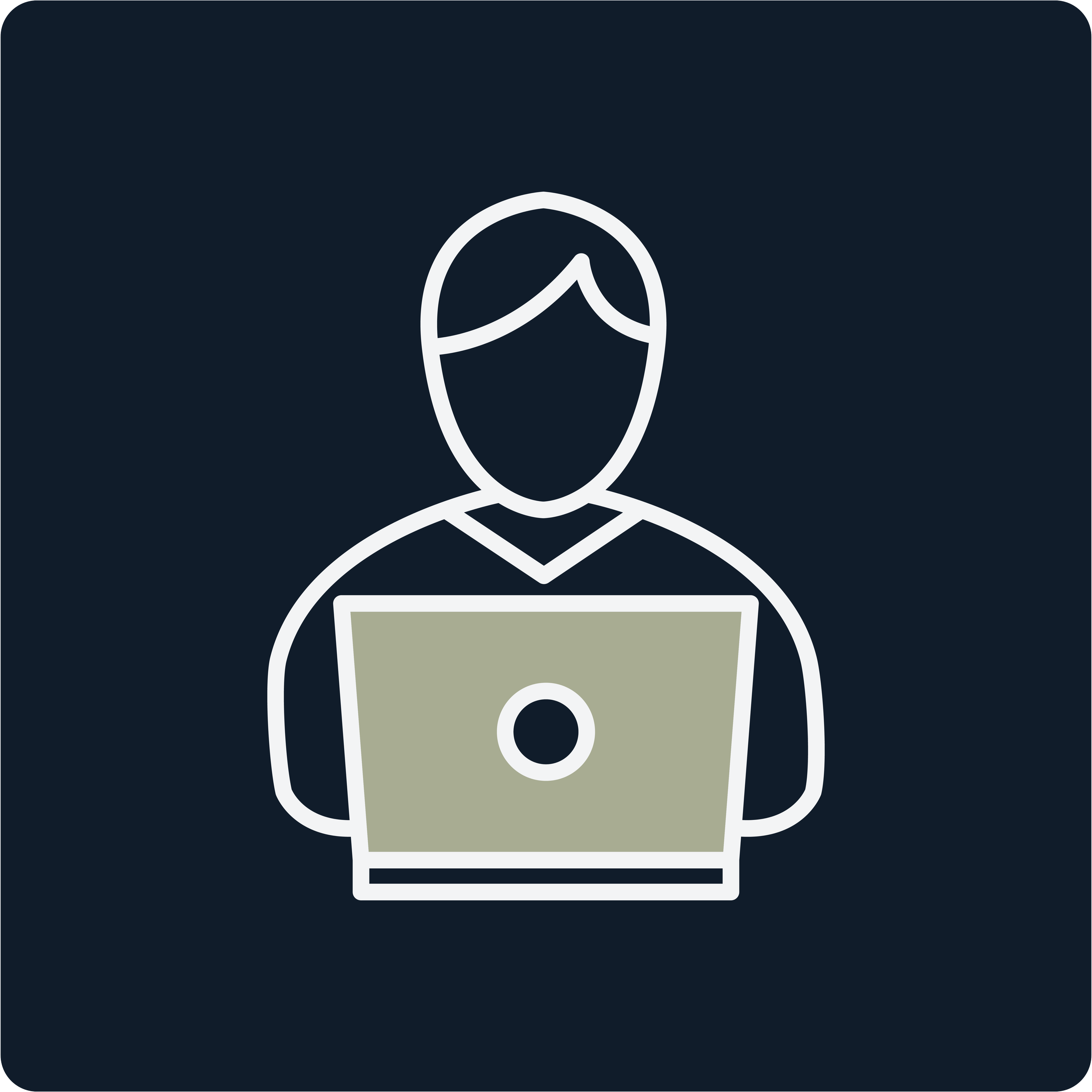 Outline illustration of a person working on a laptop computer.