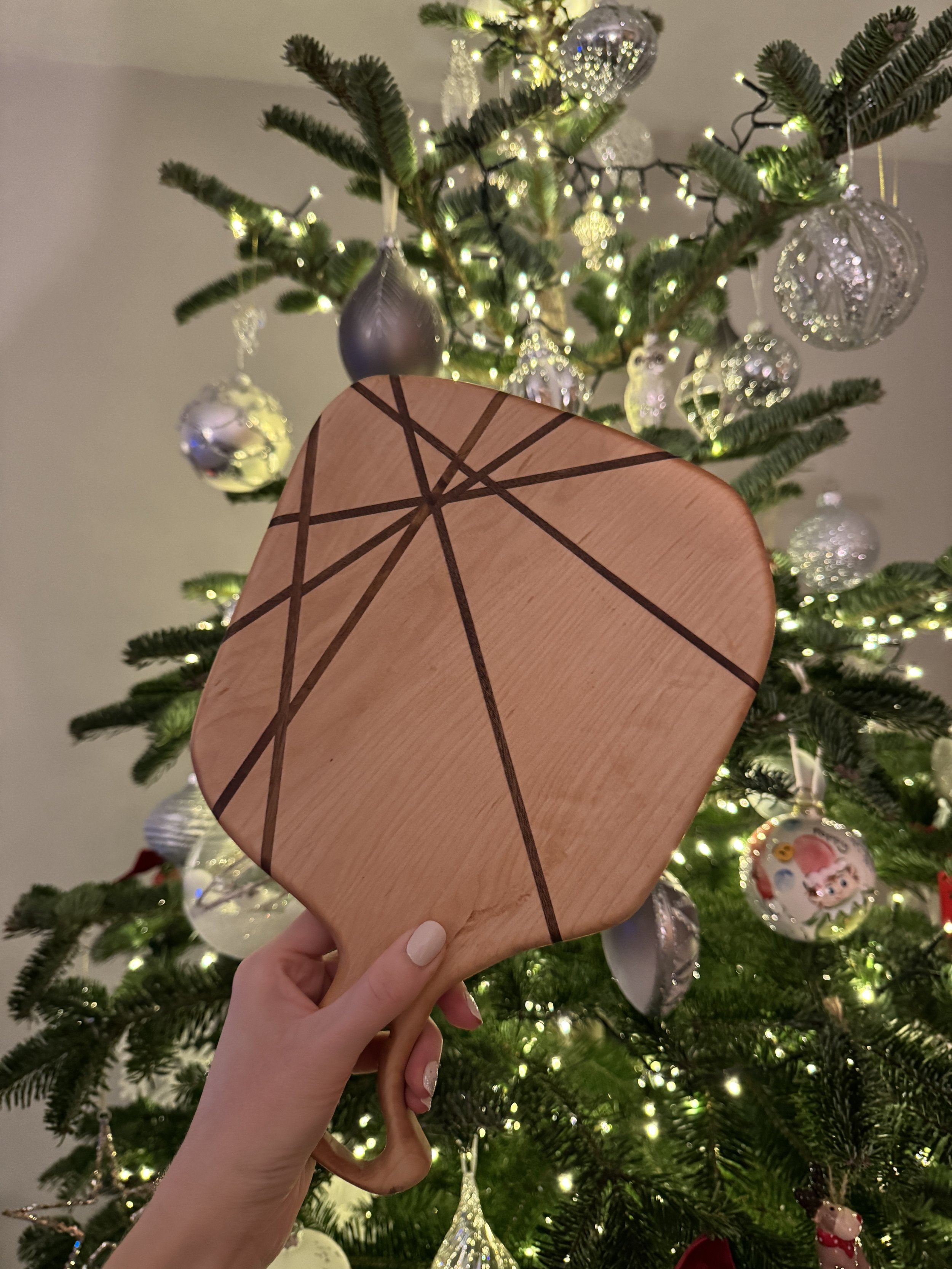 Complex Maple and Walnut Serving Board, Finished with Bees Wax